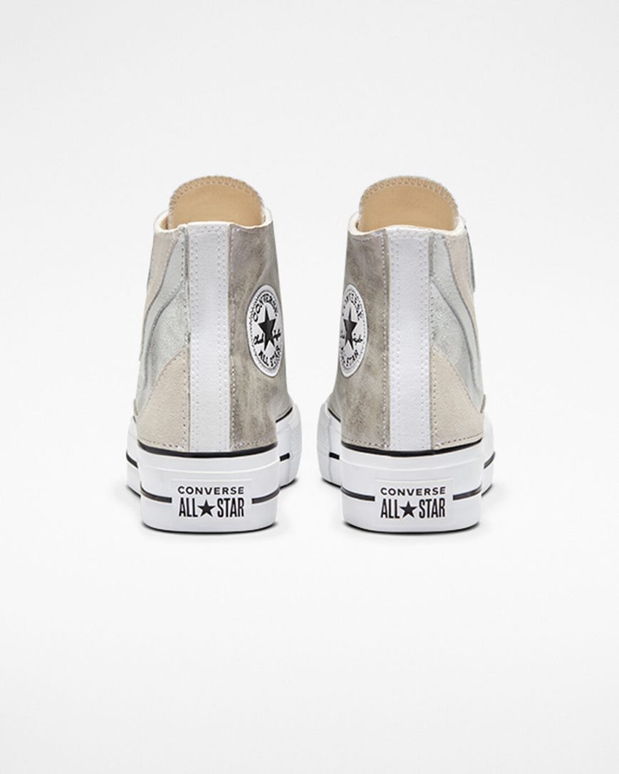 Zapatos Plataforma Converse Chuck Taylor All Star Lift Metallic Wave Altas Mujer Blancas | PE P4025E